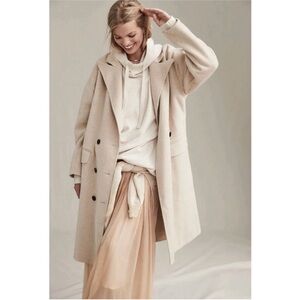 Free People Adore You Oversize Wool Sand Long Coat Sz S NWT